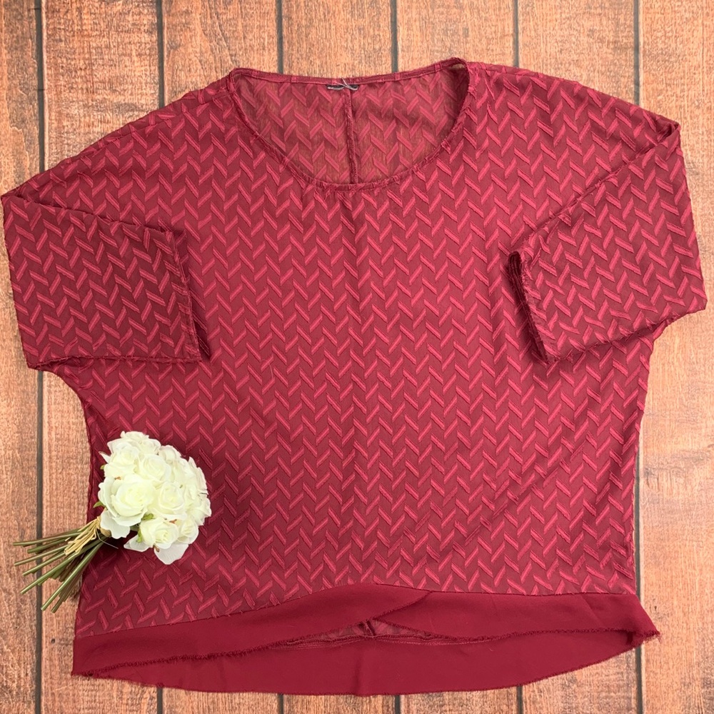 Sheer Burgundy Blouse XL